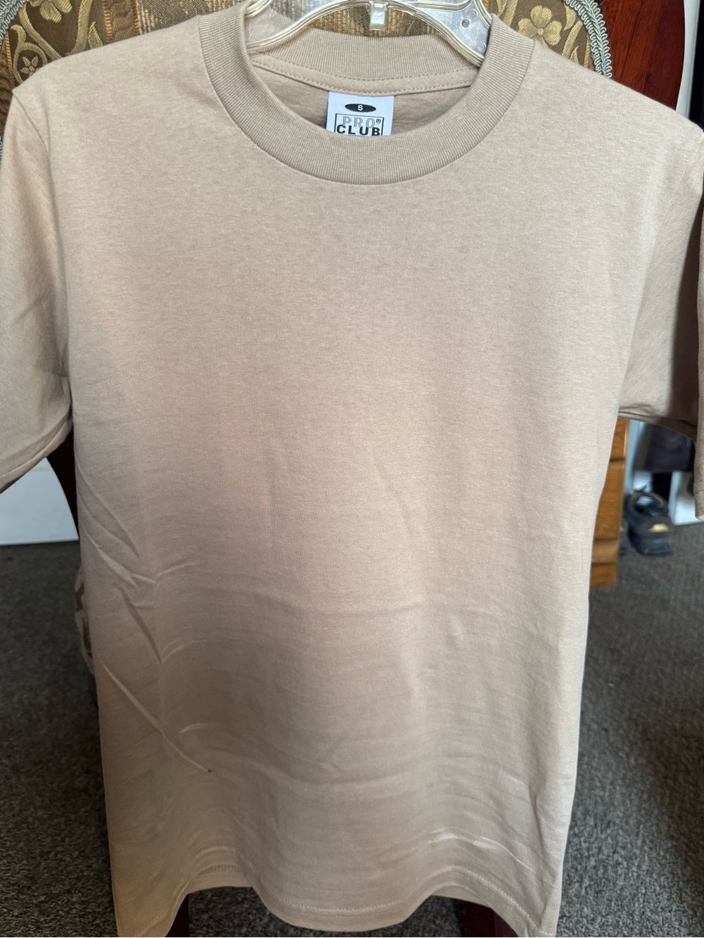 Pro Club Men's Short Sleeve Crew Tee in Beige